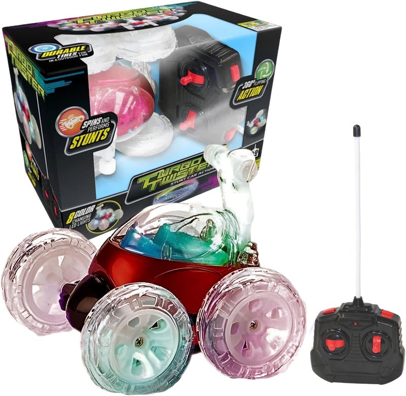 Mindscope Turbo Twisters Remote Control Stunt Car with LED Lights - Red - Image 1